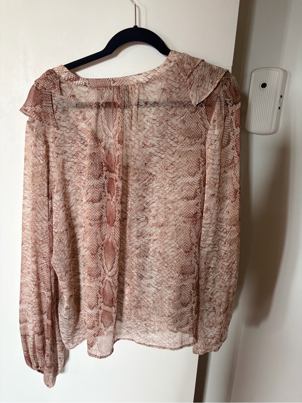 Anthropologie Blush Snake-Print Ruffle V-Neck Blouse - Picture 5 of 5